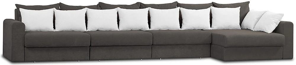 Угловой диван с большим спальным местом Модена-6 Плюш Шоколад-2