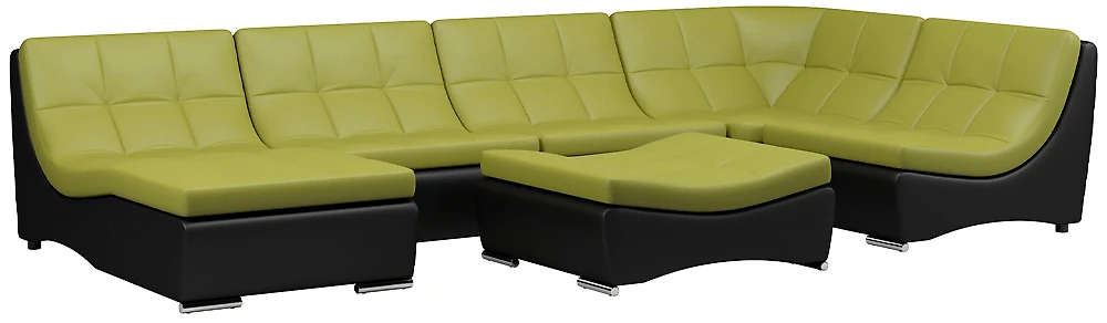 Чёрный модульный диван Монреаль-7 Дизайн 5 кожаный
