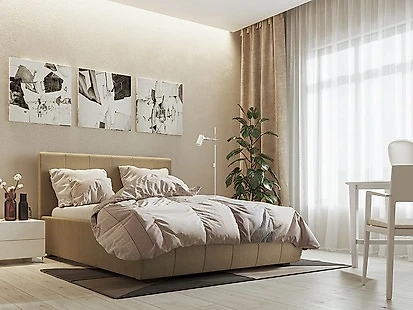 Двуспальная кровать Афина Люкс Кэмел -160 с матрасом
