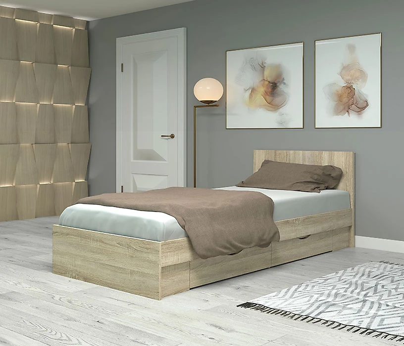 Кровать с ящиками для белья Фреш КРФР-1-Я 900 Дизайн-2