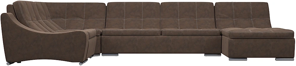 Коричневый модульный диван Монреаль-3 Замша Brown