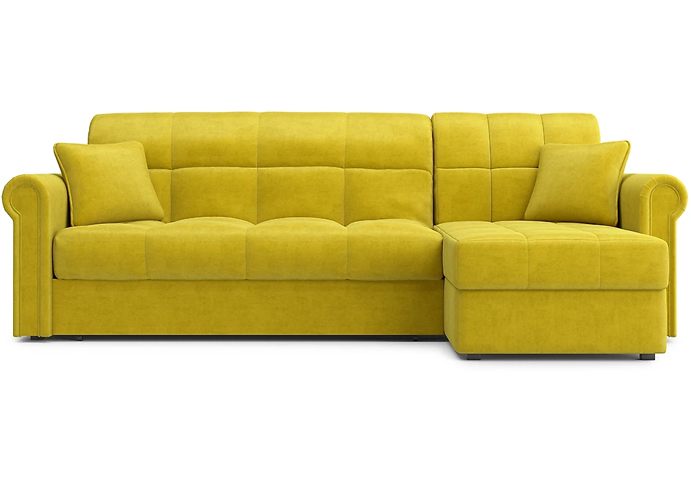 Жёлтый угловой диван  Мадрид с оттоманкой Дизайн 4