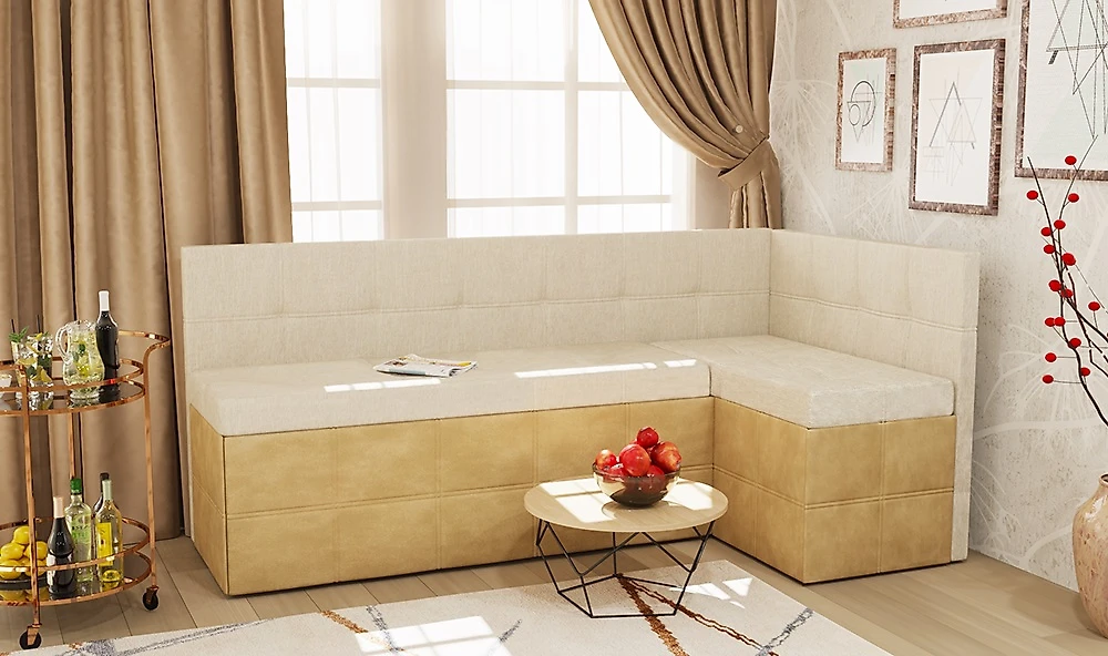 угловой диван на кухню со спальным местом Токио (Домино) Комби Милк угловой