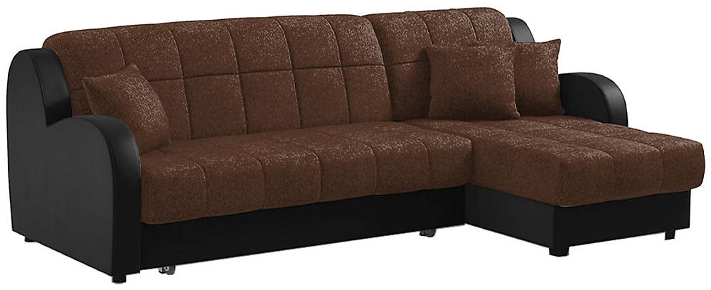 Угловой диван на металлическом каркасе Барон Плюш Браун