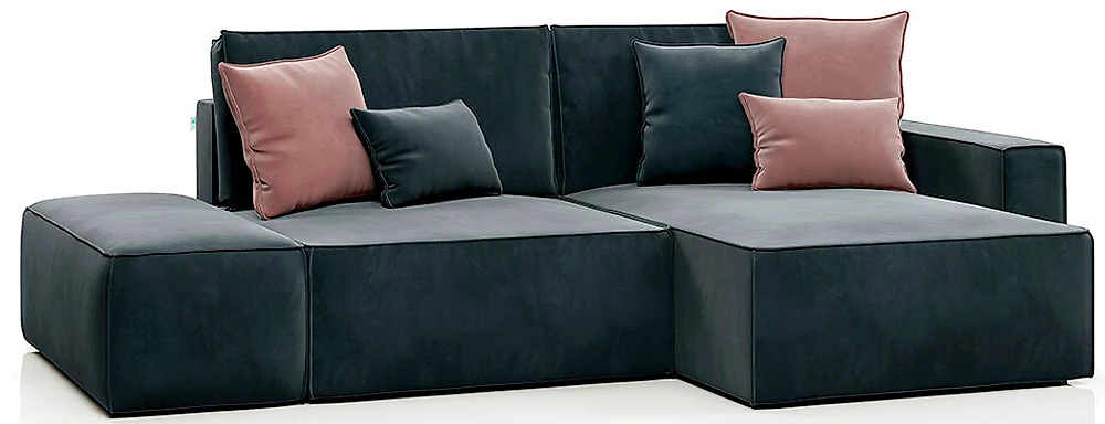 Серый угловой диван Корсо с банкеткой Грей