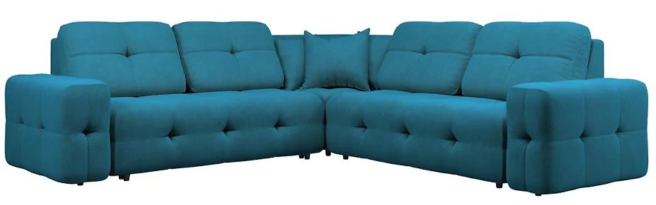 Угловой диван с креслом модульный Спилберг-1 Плюш Азур