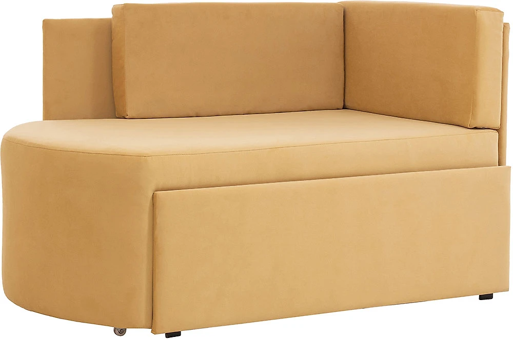 Выкатной диван с ящиком для белья Гном Плюш Мастард