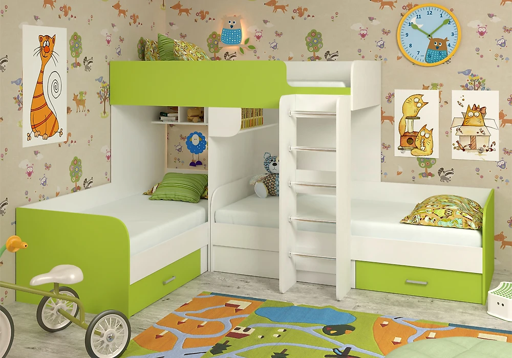 Детская комнату для двоих детей Лайм-9