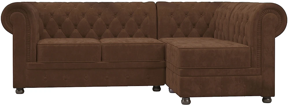 Угловой диван в классическом стиле Честерфилд Браун