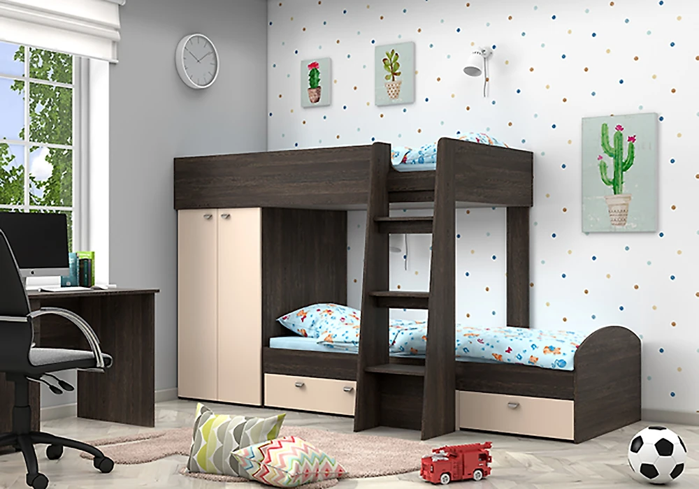 Детская кровать с ящиками для хранения Golden Kids-2 Венге