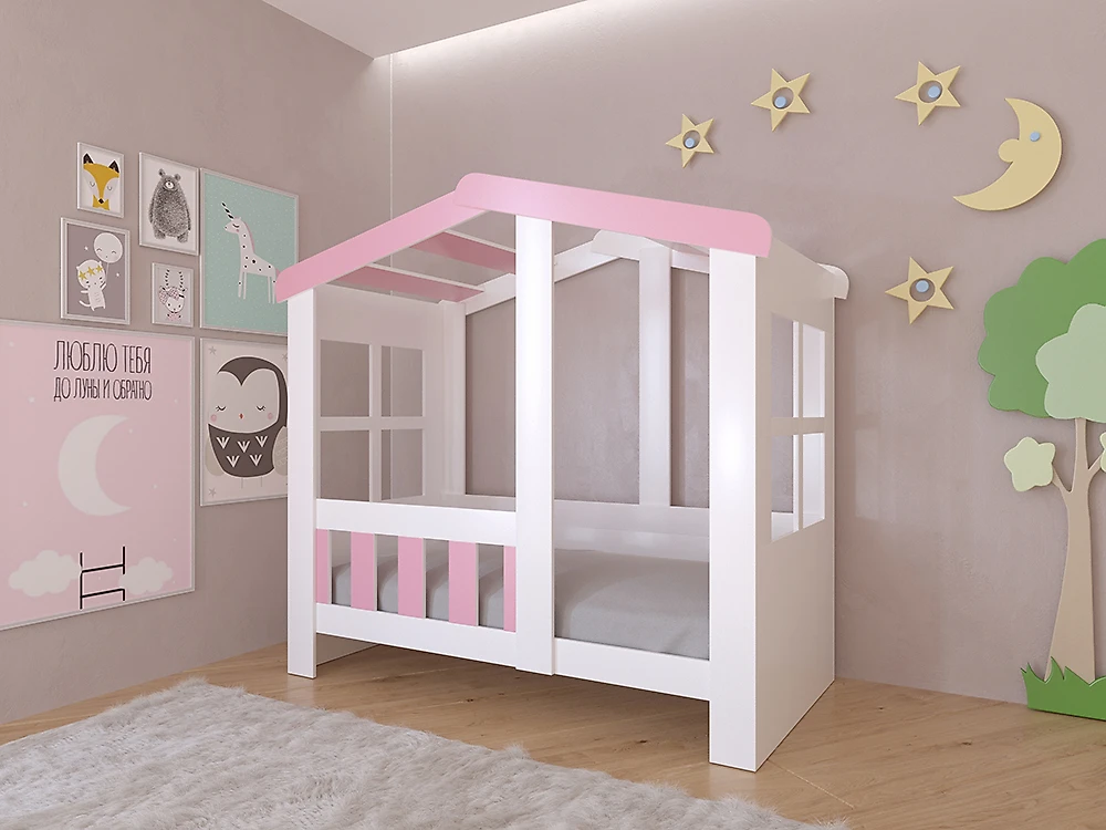 Детская кровать для девочек Астра Домик (Принцесса) Розовый