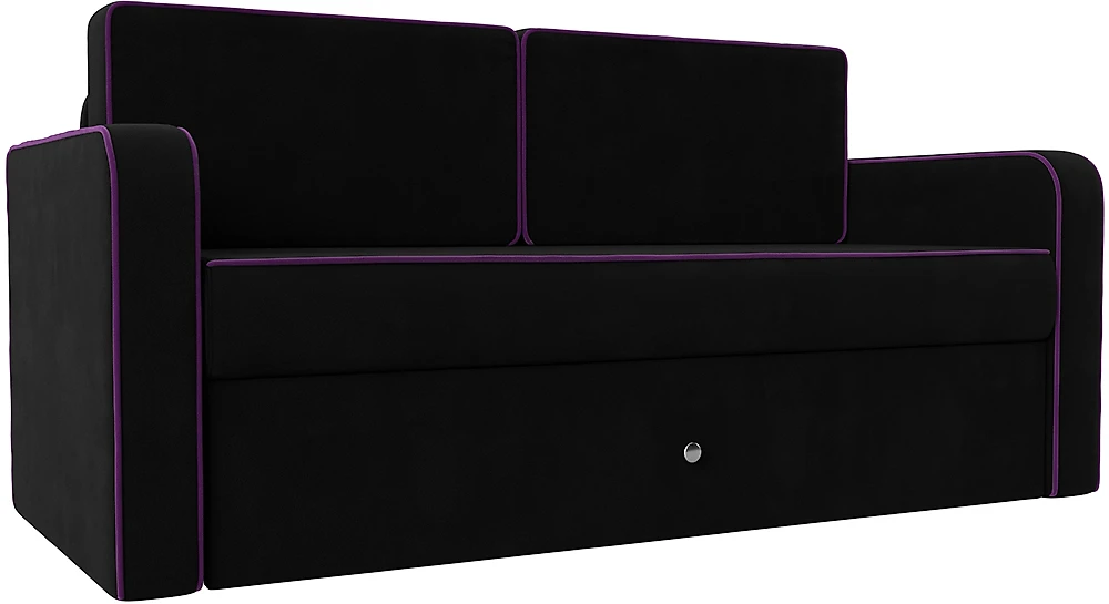 Выкатной диван 140 см Смарт Вельвет Черный-Фиолетовый