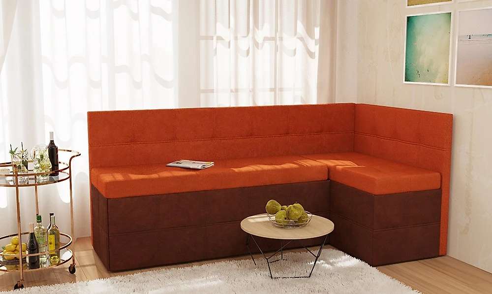 Оранжевый диван Токио (Домино) Комби Дарк Терракота угловой