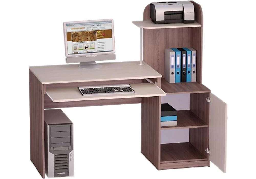 Компьютерный стол с надстройкой и шкафчиками Роберт-17