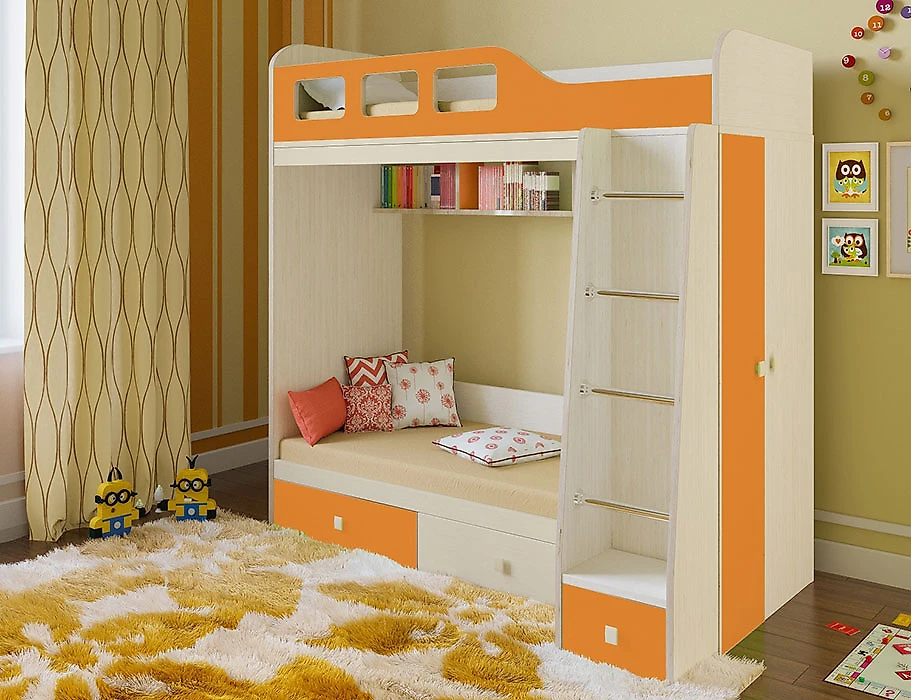 Детская кровать чердак  Астра-3 Оранжевый