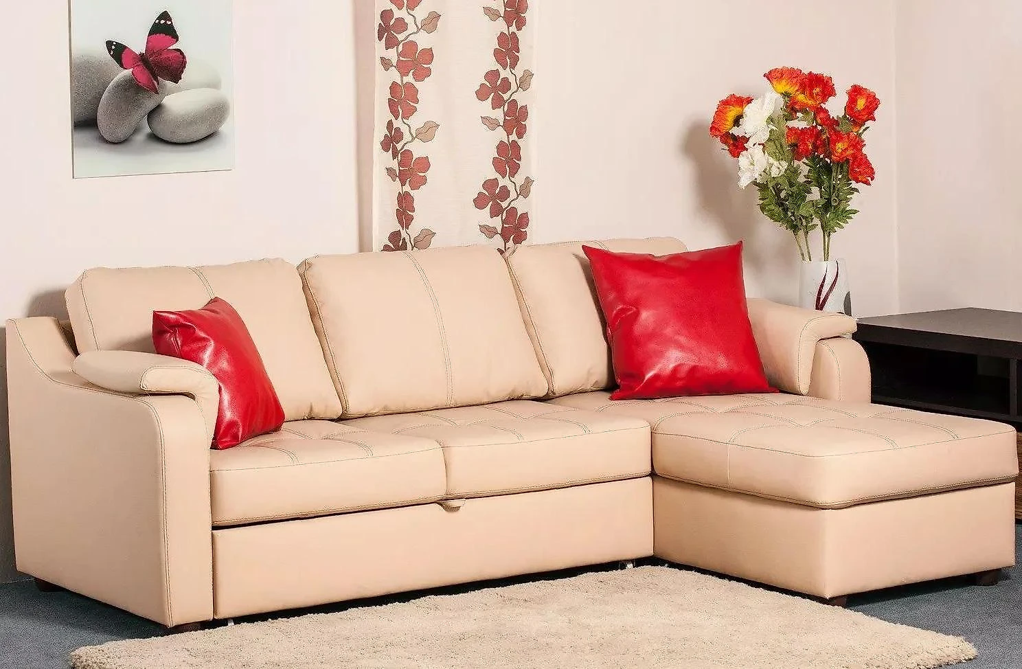 Раскладной кожаный диван Берета Дизайн 2 кожаный