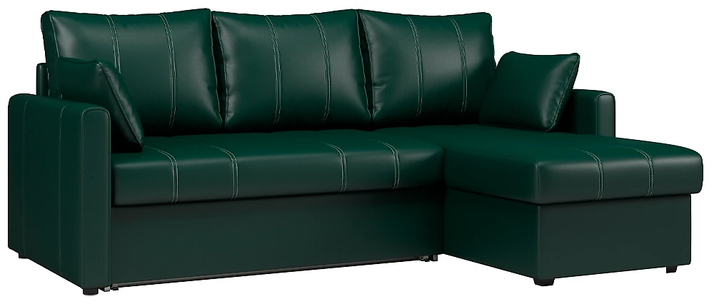 Зелёный угловой диван Риммини Дизайн 1 кожаный