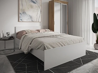 Двуспальная кровать Николь Вайт-160 с матрасом