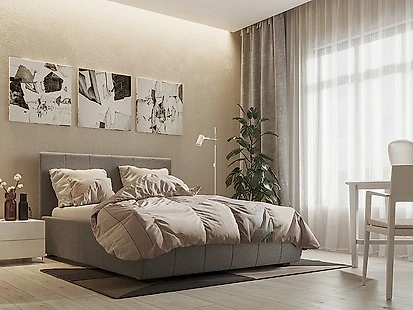 Двуспальная кровать с матрасом в комплекте Афина Люкс Кантри Грей-160 с матрасом
