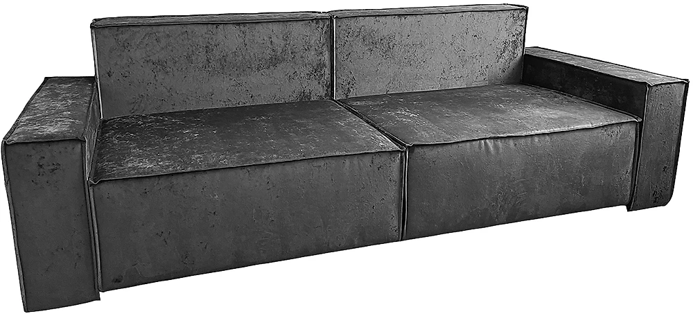 Прямой диван серого цвета Лофт Плюш Грей Оун