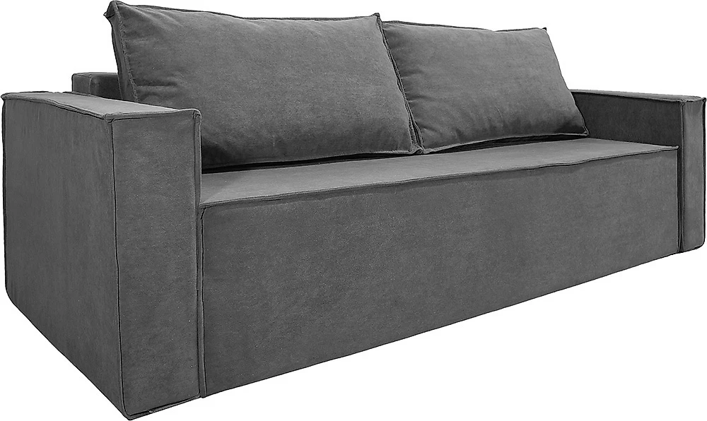 Прямой диван серого цвета Лофт Люкс Плюш Грей