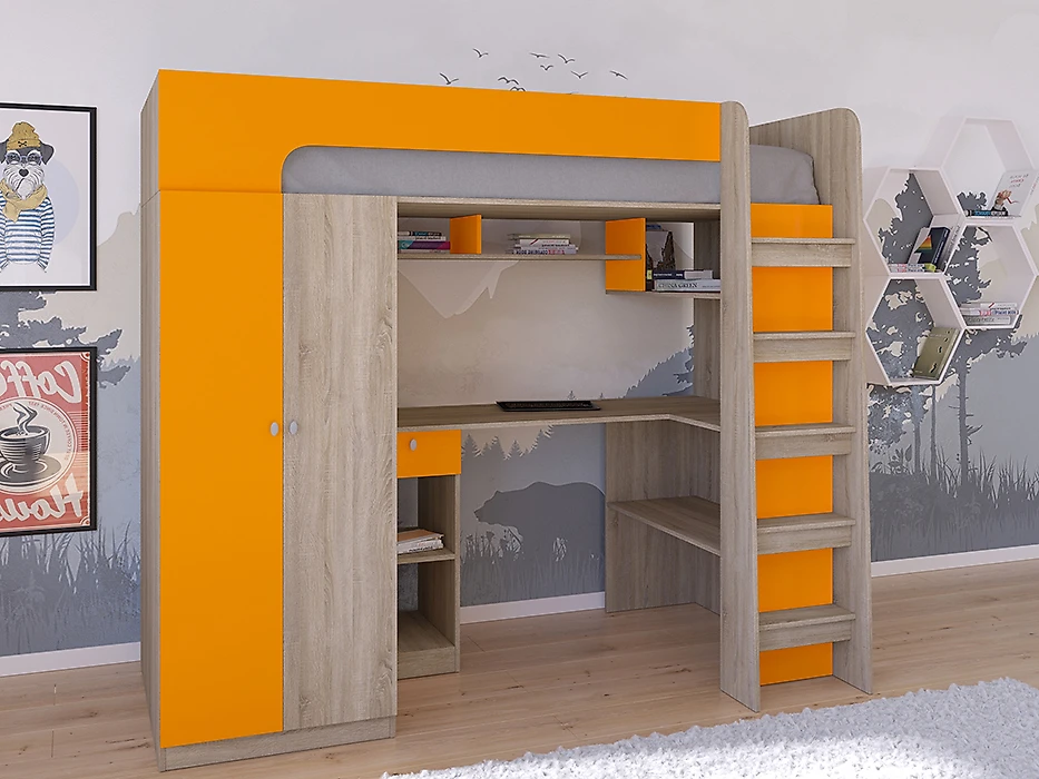 кровать в стиле минимализм Астра-10 Оранжевый