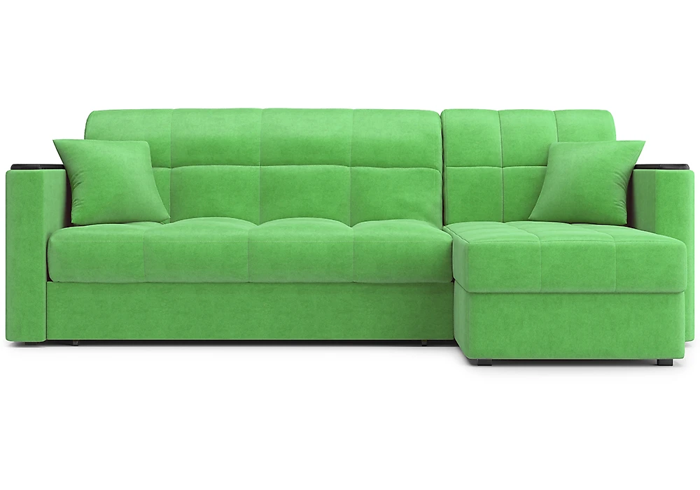 Зелёный угловой диван Палермо с оттоманкой Дизайн 5