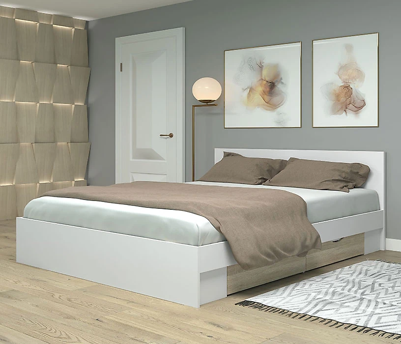 Кровать с ящиками для белья Фреш КРФР-4-Я-1600 Дизайн-4