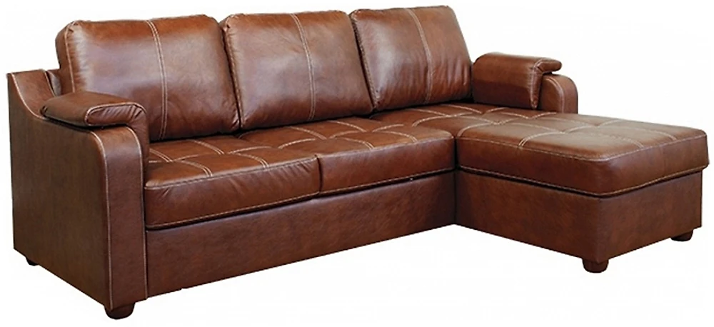 Угловой диван из экокожи Берета Дизайн 3 кожаный
